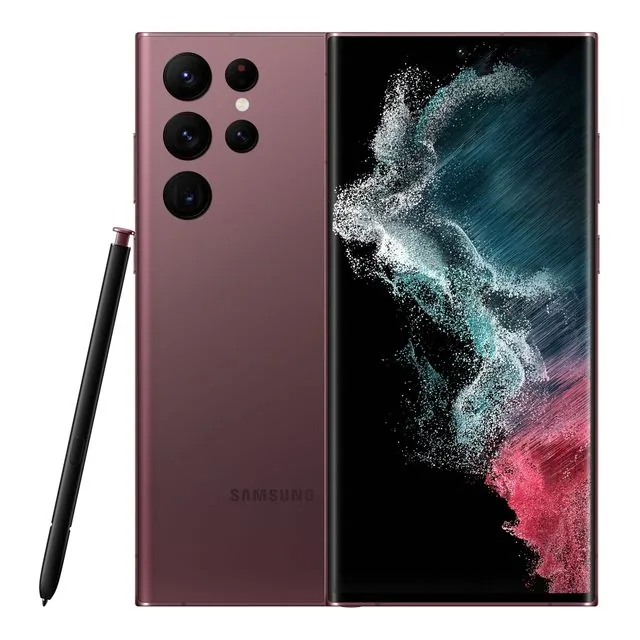 Galaxy S22 Ultra · 256 GB · Burgundy — Manufacturer image of the model; not a photograph of the unit on offer.